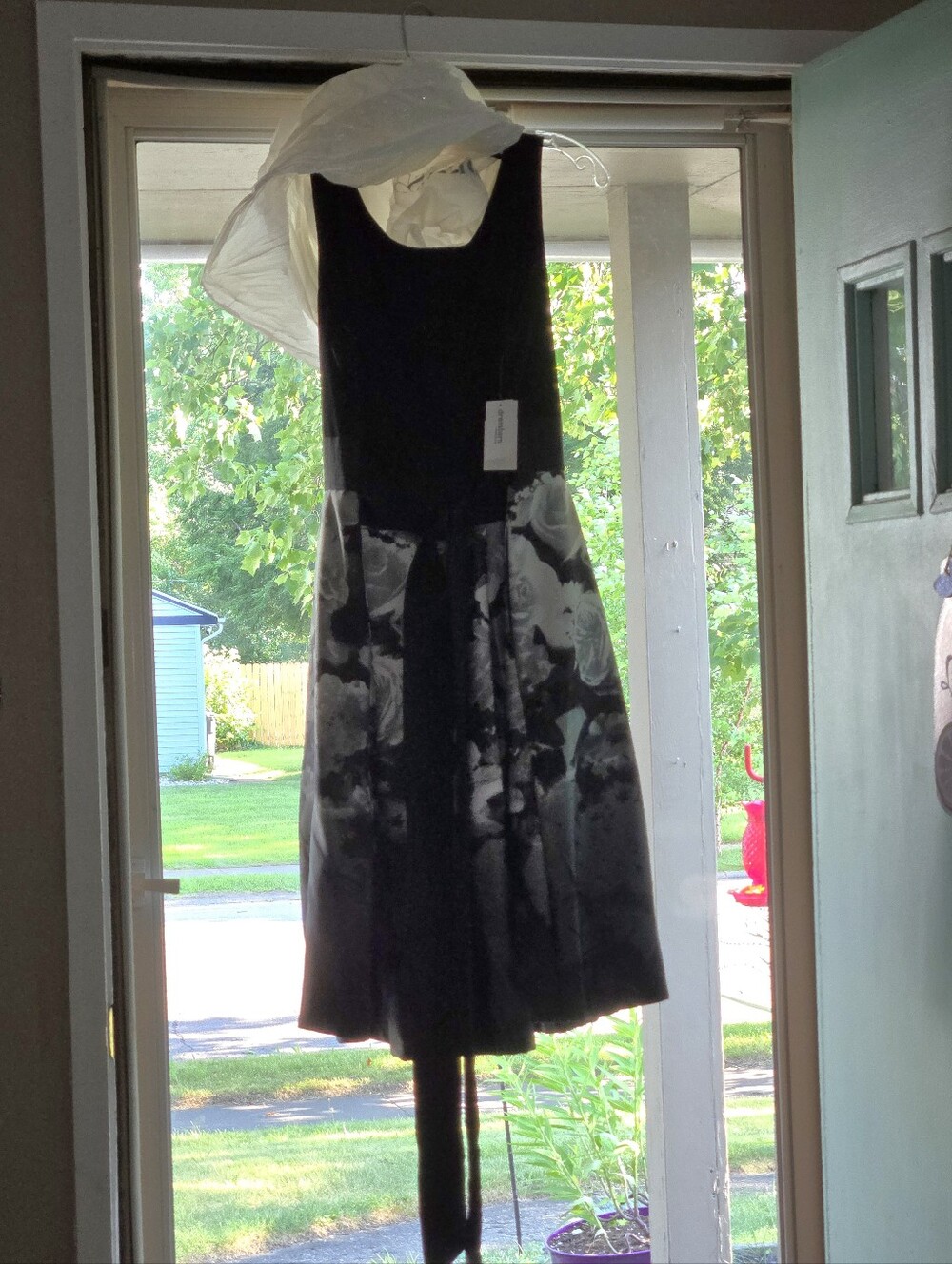 Black & Silver Floral Fit-and-Flare Dress - NWT